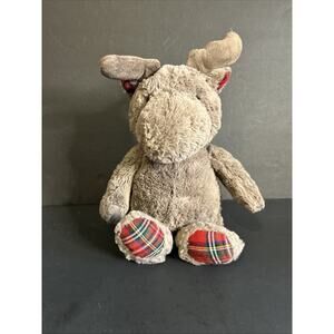 Cloud B Moose Plush Christmas Red Green Plaid Feet and Ears Soft Floppy 15" Tall